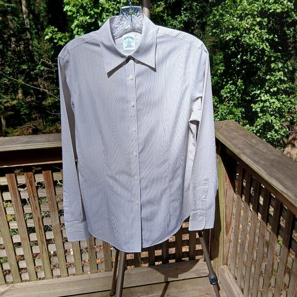 Brooks Brothers "346"  Striped Button-Up Cotton Fitted Non Iron Shirt NWOT Sz 6 - Picture 1 of 8